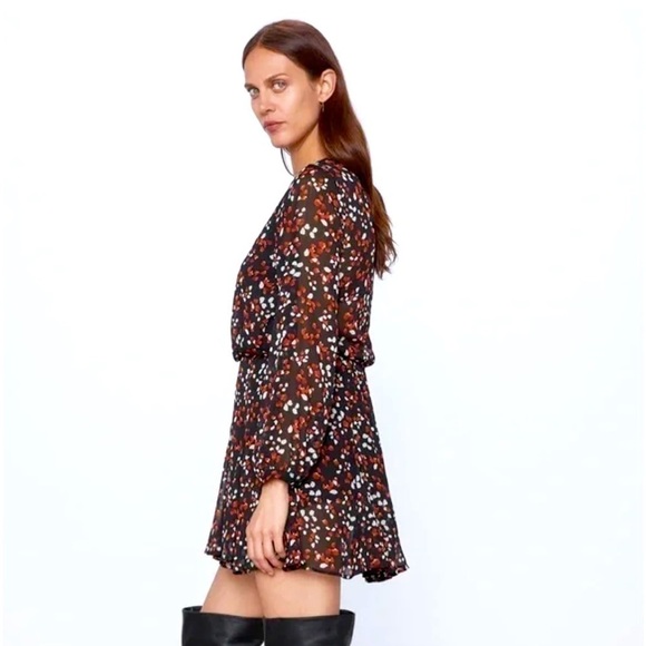 New ZARA NWOT Multicolored Printed Mini Dress - Picture 4 of 6